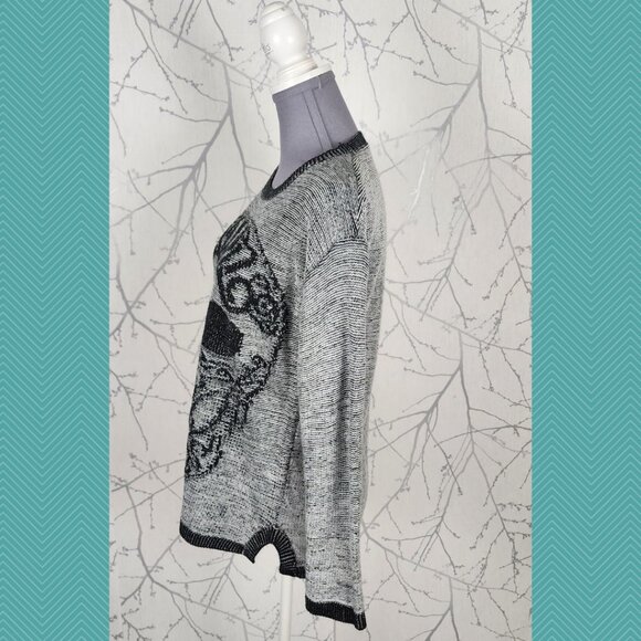 Jawbreaker Light Gray Skull Knit Crewneck Sweater - Picture 2 of 4